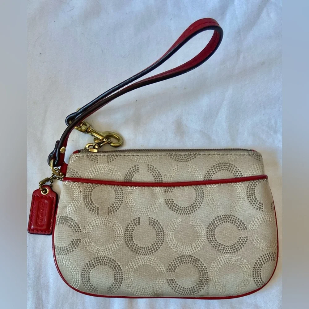 COACH Gold, Beige & Red Signature 